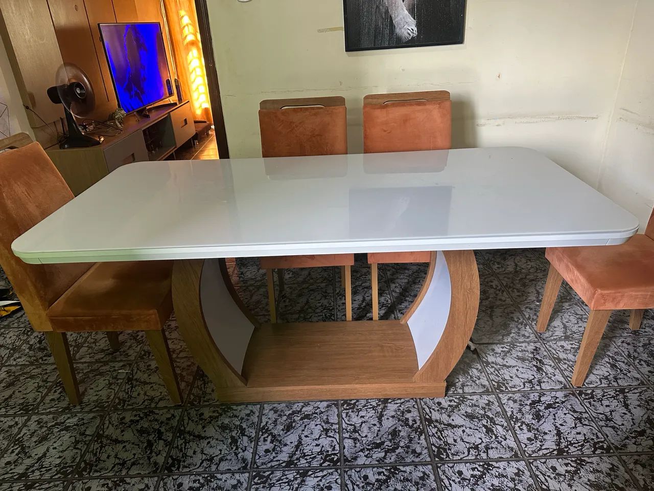 Mesa de Jantar 6 Lugares com 6 Cadeiras Estofadas - Foto 5