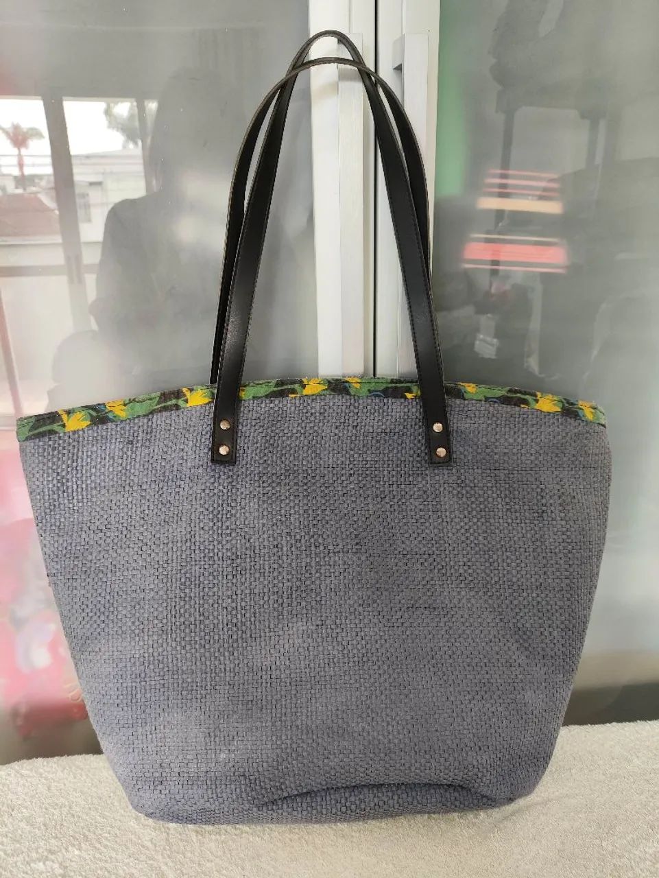 Bolsa de praia cinza azulado - Foto 2