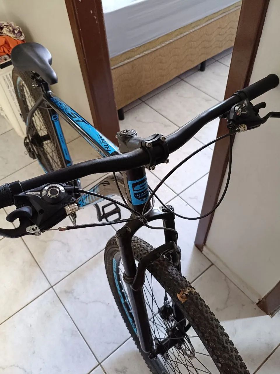 Bicicleta South Cor Preta e Azul - Foto 4