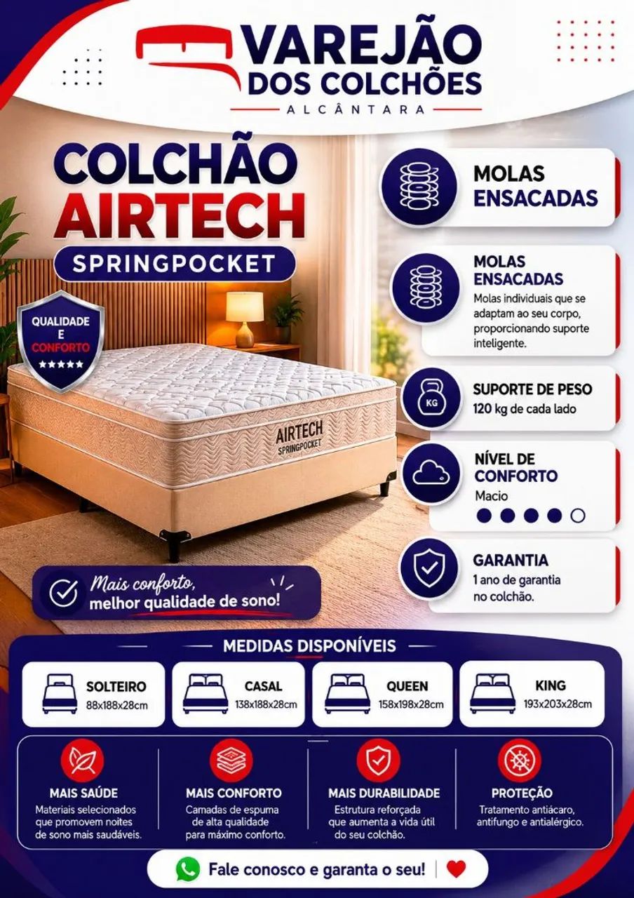 Airtech spring Casal. Ortobom molas ensacadas. * - Foto 2