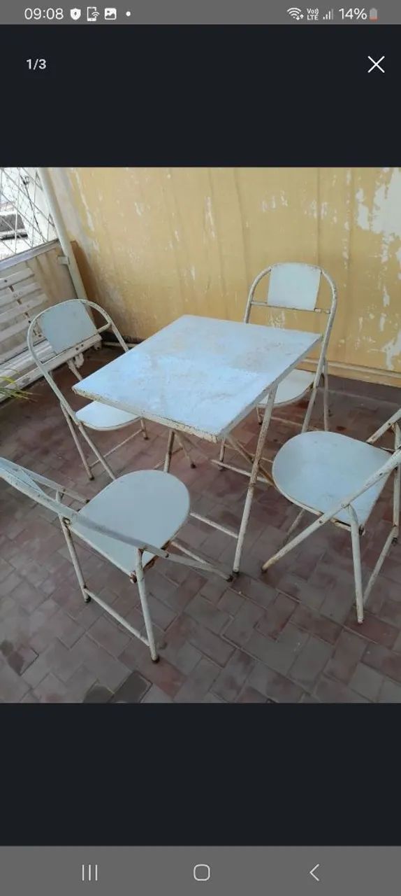 IRON TABLE WITH 4 FOLDABLE CHAIRS, BAR STYLE