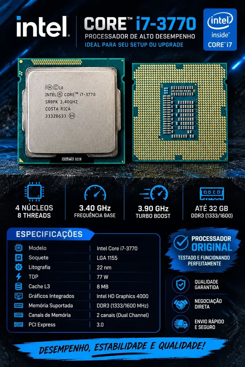PROCESSADOR INTEL CORE i7-3770 3.40GHz 