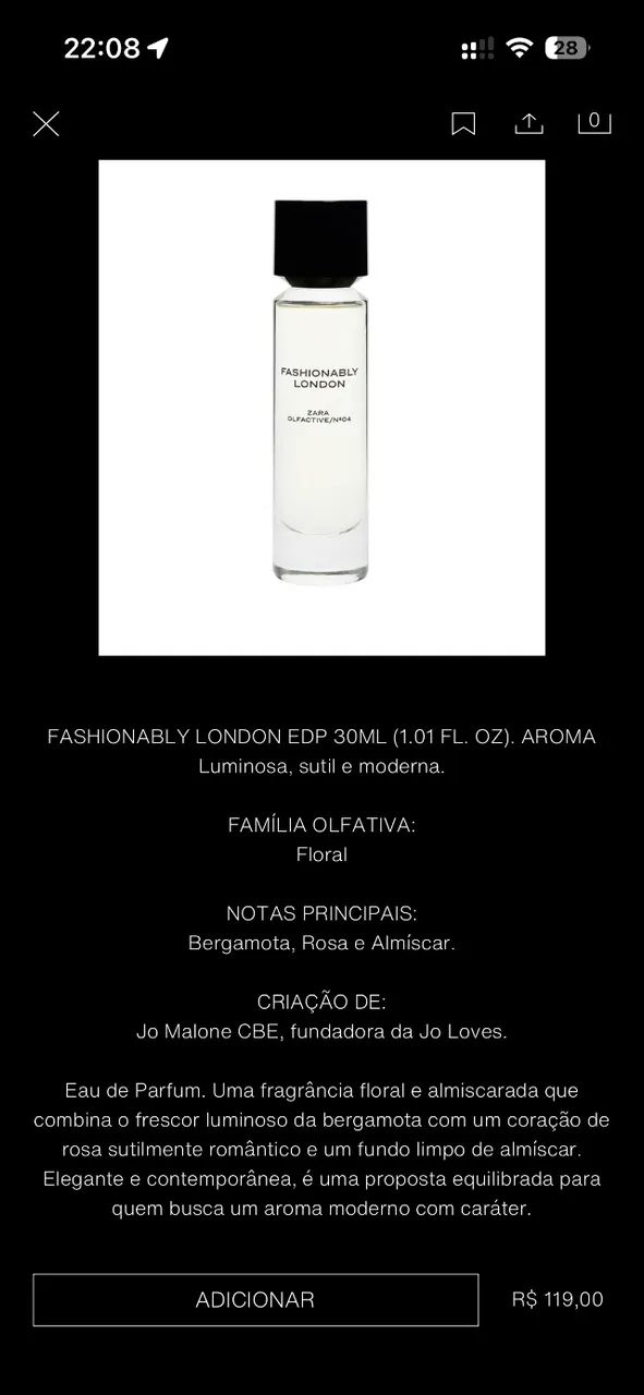 Perfume Zara colab Jo Malone