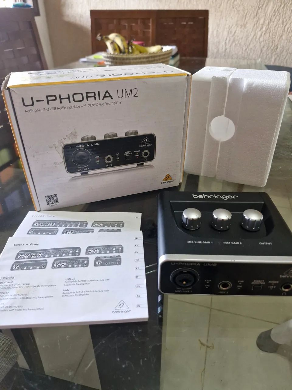 Interface de Áudio Behringer UM2 U-Phoria USB Placa de Som Home Studio com NF e Caixa - Foto 2