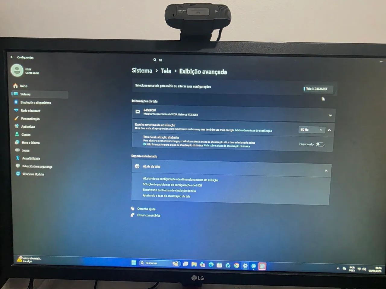 Monitor gamer LG 144hz 1ips 1920 x 1080 modelo 24gl600f