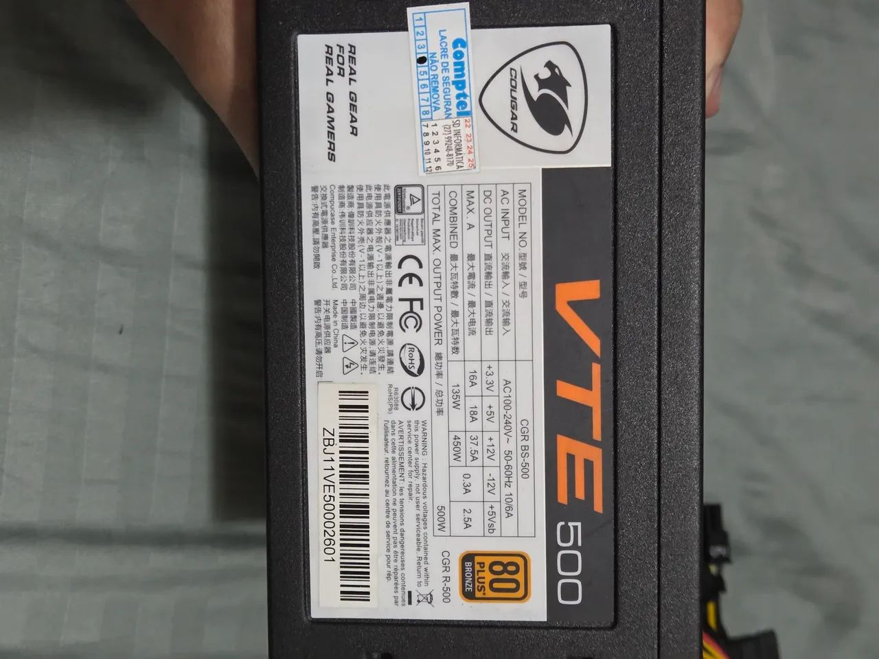 Fonte Cougar VTE 500W 80 Plus Bronze