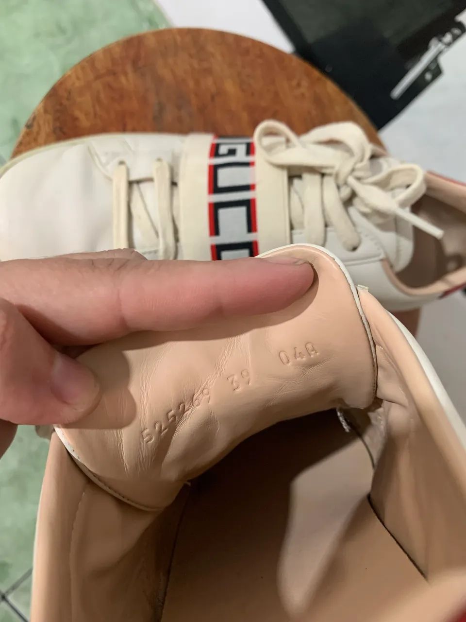 ? Gucci Ace Stripe em couro off-white  ?  - Foto 5