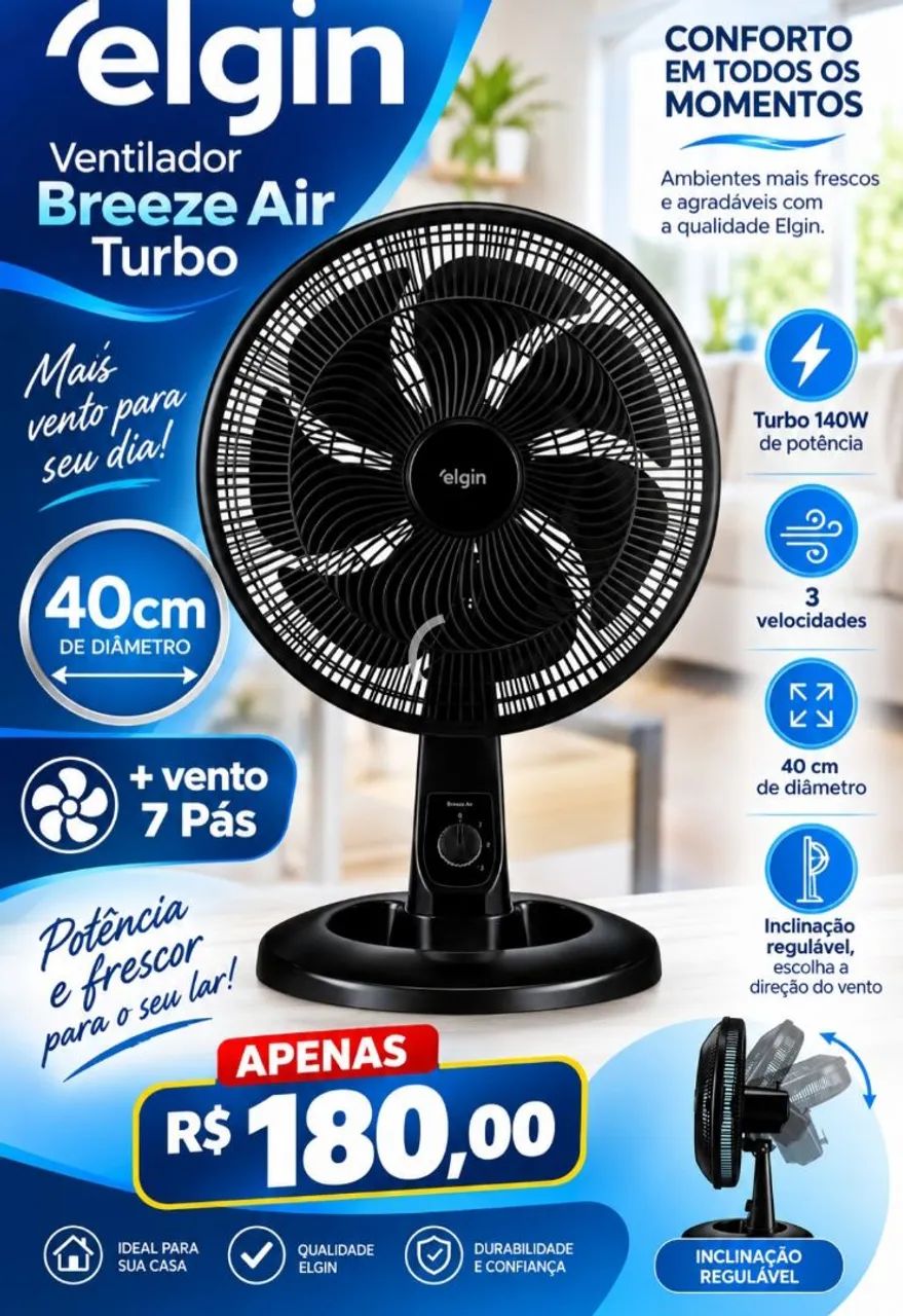 Ventilador Elgin de mesa 40cm 