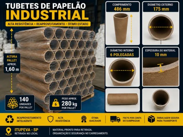 Tubo de Papelão 6 Polegadas x 486 mm - Unidade - Foto 2