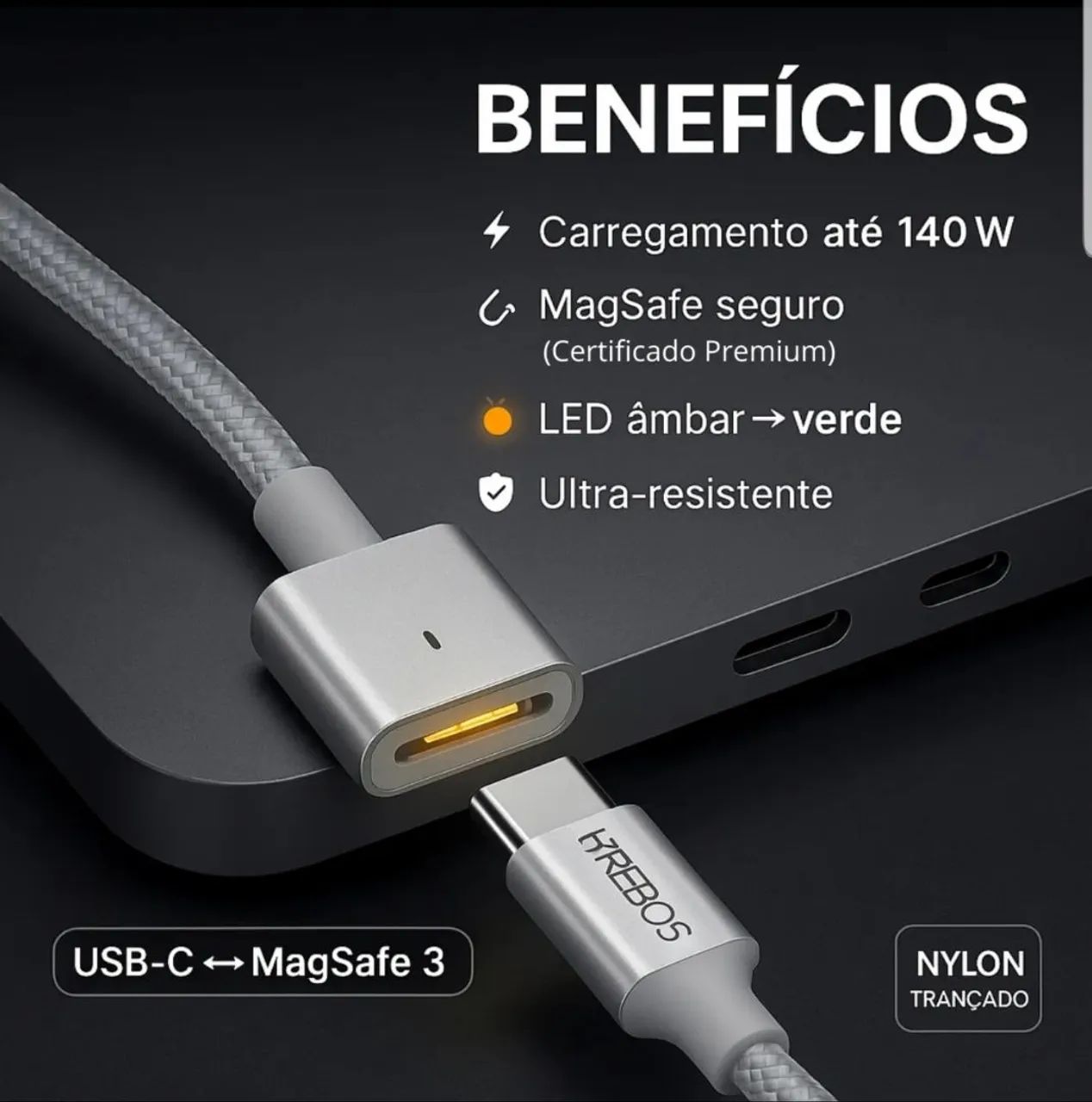 Cabo Magsafe 3 para Macbook AIR e Pró  - Foto 2