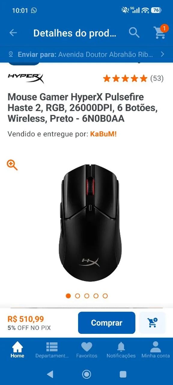 Mouse hyperx pulsefire haste 2 wireless novo com NF e garantia lacrado. - Foto 3