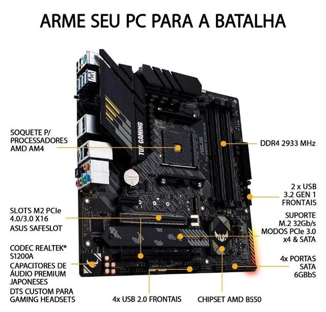 Placa Mãe AM4 Asus Tuf B550M Plus - Nova com Garantia - Entregamos - Foto 2
