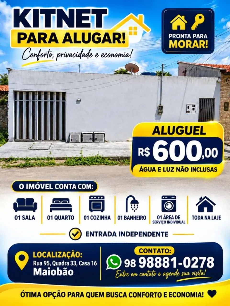 Alugo kitnet no Maiobão 