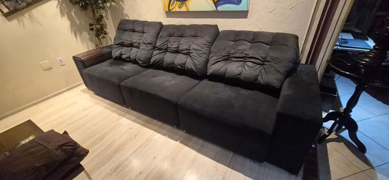 Sofá retrátil preto  - Foto 2