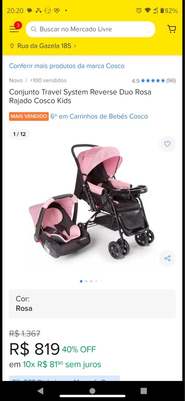 Carrinho completo com bebê conforto ! 
