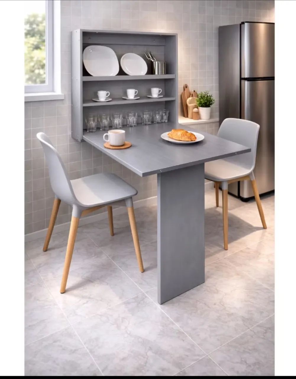 Mesa retrátil cinza  - Foto 2