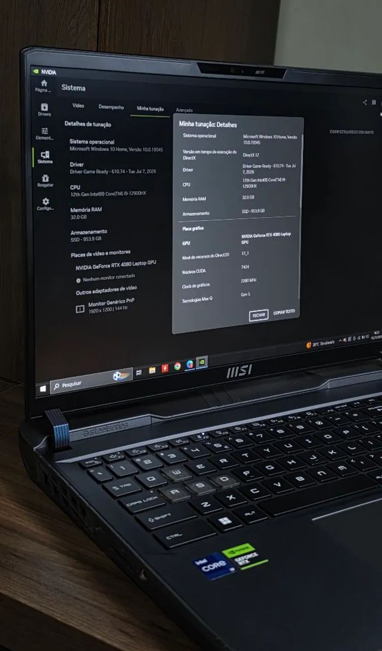 Notebook Gamer MSI Vector GP68hx - RTX 4080, i9 12900HX, 32GB RAM