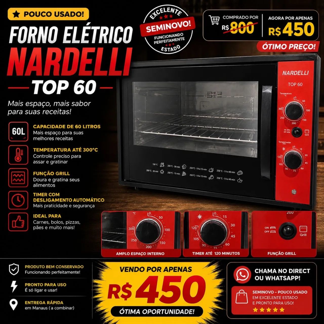 Forno elétrico 60L