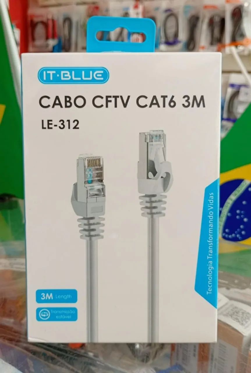 Cabo De Rede Internet E CFTV CAT6 RJ45 3 Metros - Novo
