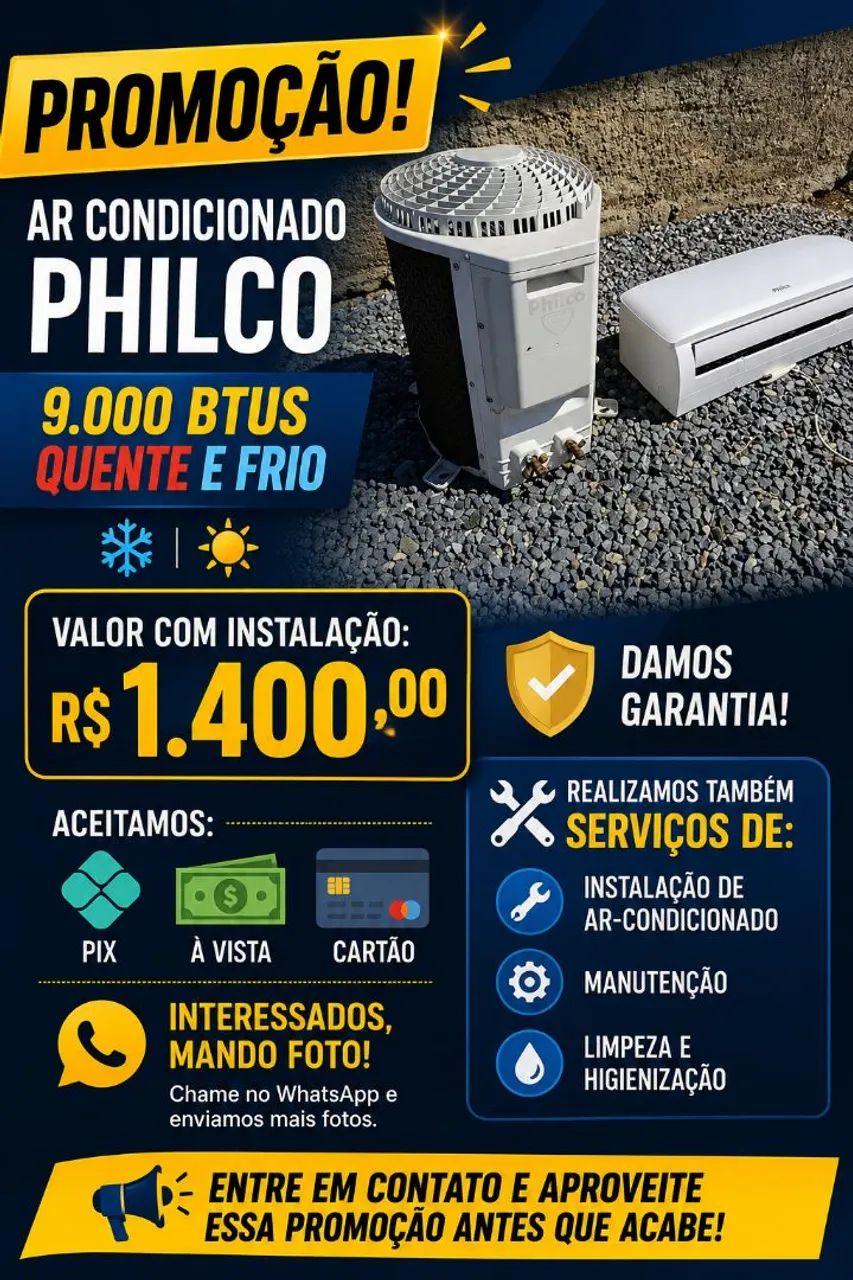 Ar condicionado com instalação 9btus 