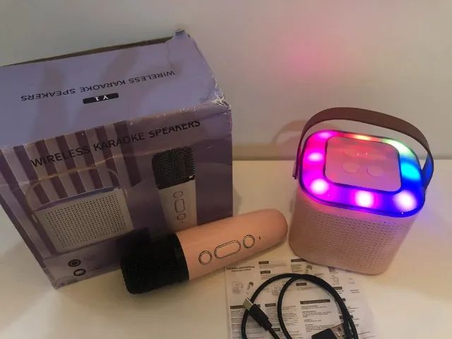 Mini Caixa de Som Bluetooth com Microfone Karaokê Infantil - Foto 2