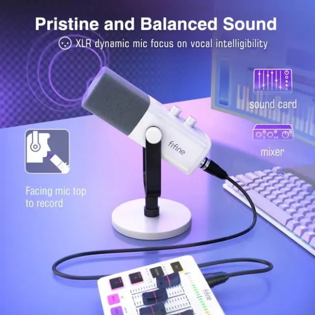 Microfone Fifine AM8 Branco | RGB | USB e XLR | Dinâmico -Entrega Grátis- - Foto 2
