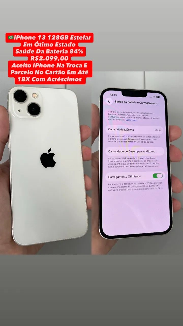 iPhone 13 128GB | Saúde Da Bateria 84% Usado - Celulares e