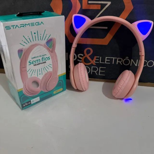 Fone Ouvido Bluetooth Gatinho Sem Fio Com Luzes - Foto 3