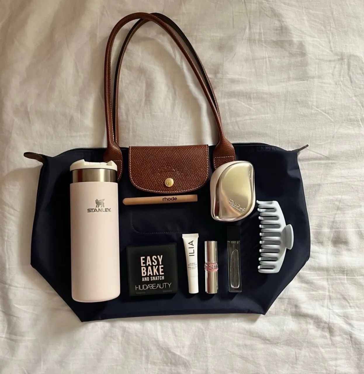 Bolsa tote longchamp le Pliage com acabamento em couro  - Foto 5