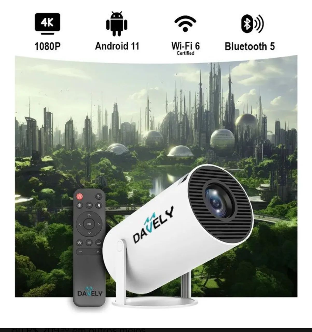 Projetor de imagem  4K com Wi-Fi e Bluetooth - Foto 3