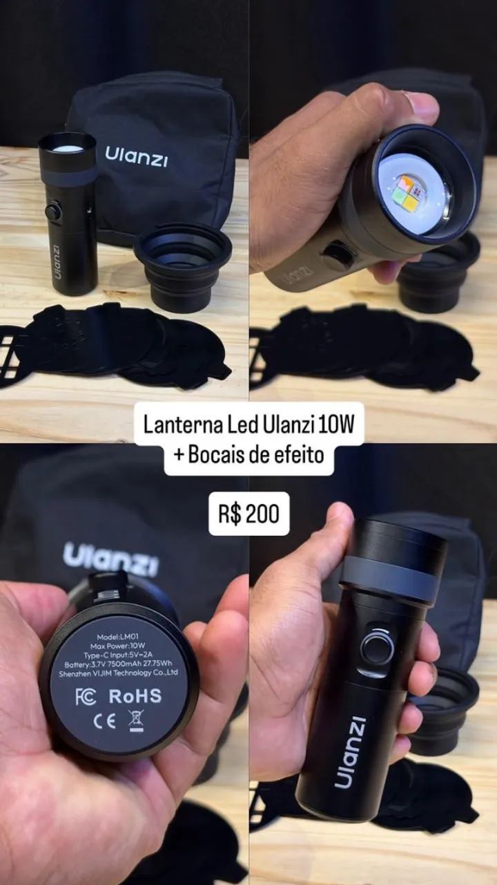 Lanterna Led Ulanzi 10W + Bocais de Efeito