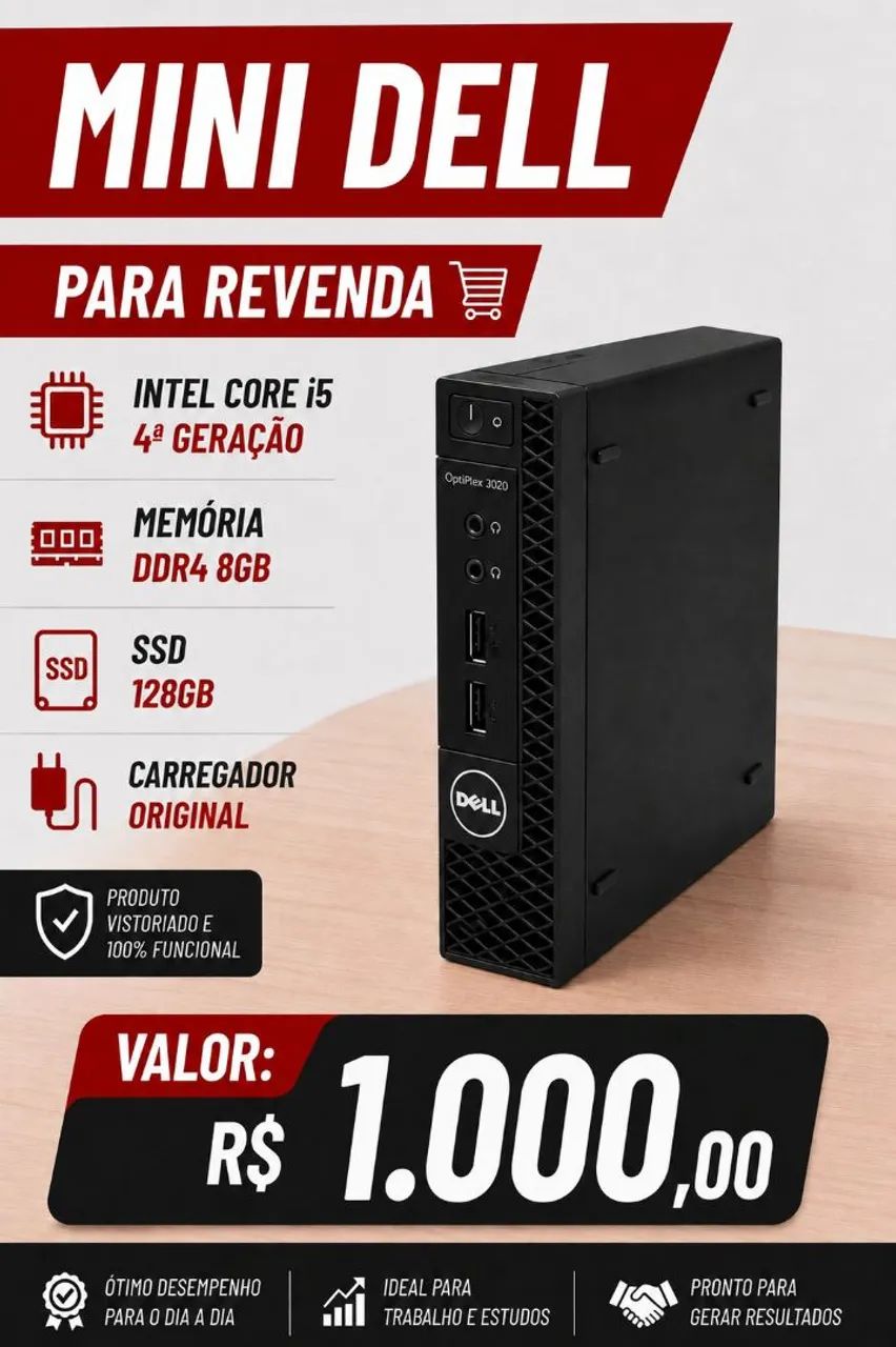 Mini PC Dell OptiPlex 3020 | Intel Core i5 | 8GB RAM | SSD 128GB | Compacto e Rápido