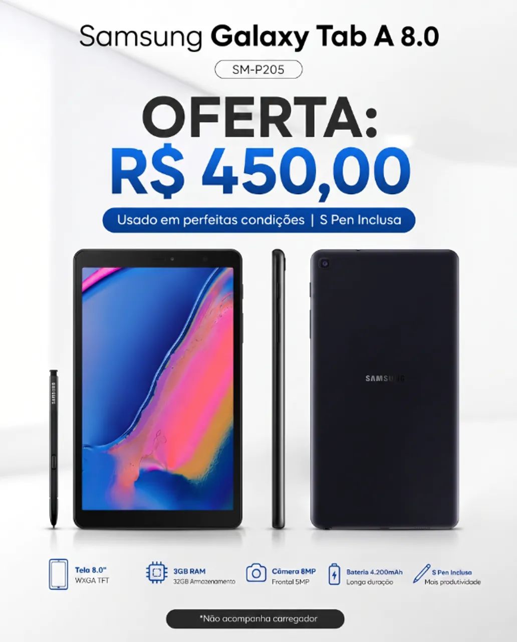 Galaxy Tab A 8.0 S Pen SM-P205 - Celulares e Smartphones - Piedade
