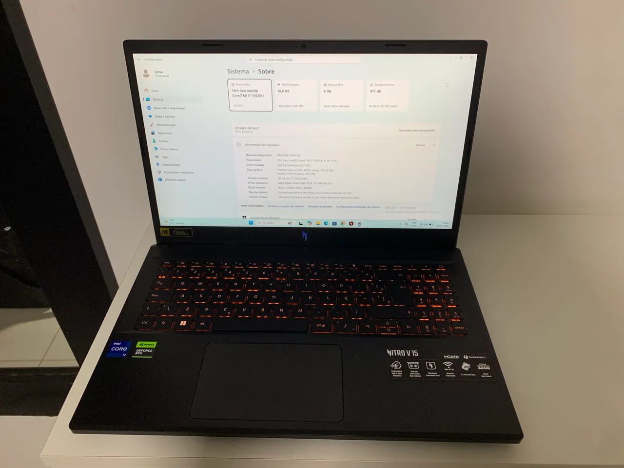 Notebook Gamer Acer Nitro V15 - i7 13a Ger + RTX 4050 - Foto 2