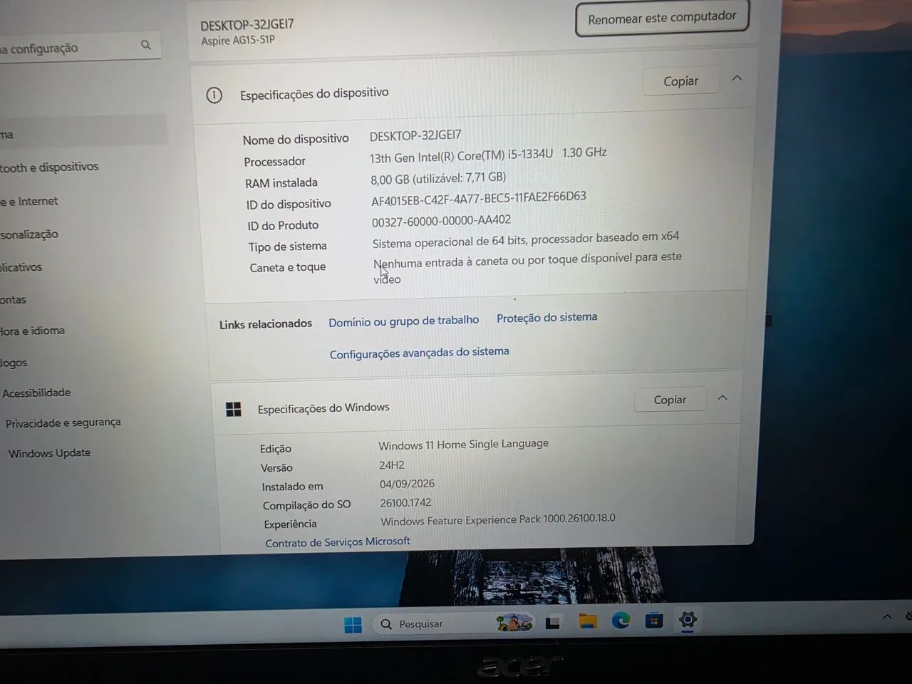 Notebook acer i5 13° 8gb ddr5 5200mhz - Foto 5