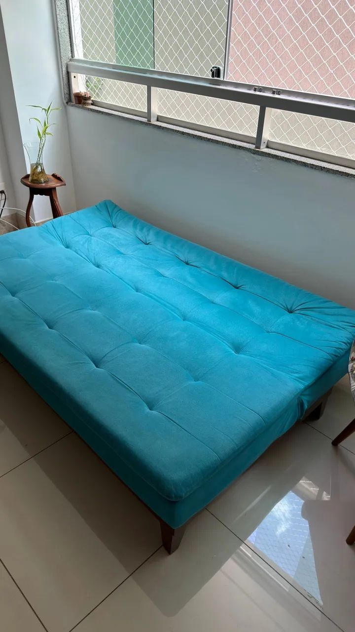 Sofá cama 3 lugares Mobly Azul  - Foto 2