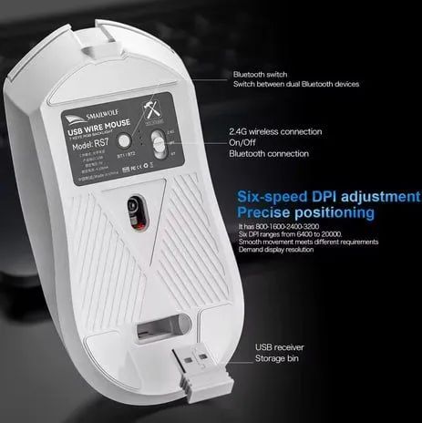 Mouse sem fio SMAILFWOLF RS7 - PAW3311  - Foto 5