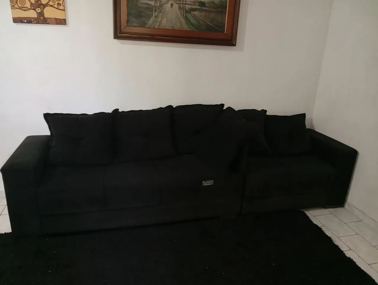 Sofá de canto em Suede preto. Desmonta podendo ser usado separadamente  - Foto 2