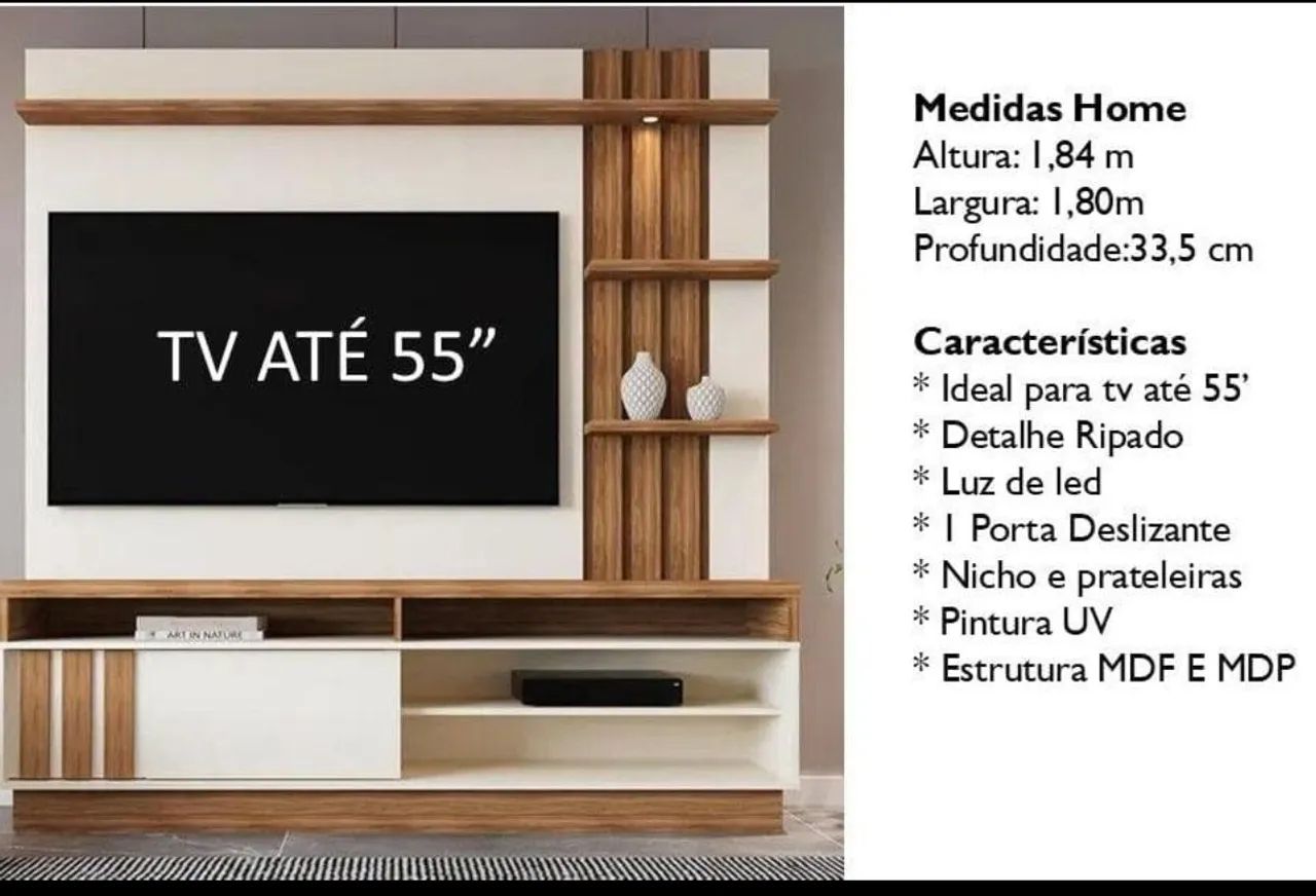 Painel Home Mariana TV até 55 polegadas.
