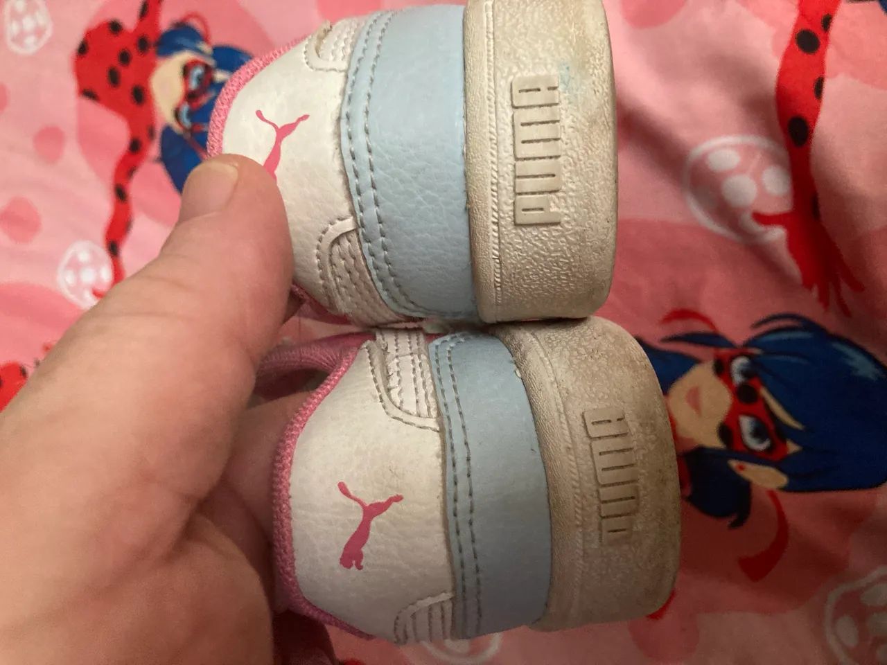 Ténis Puma Kids SoftFoam+ - Branco/Rosa/Azul - Tamanho 23 (BR) / 25 (EUR)