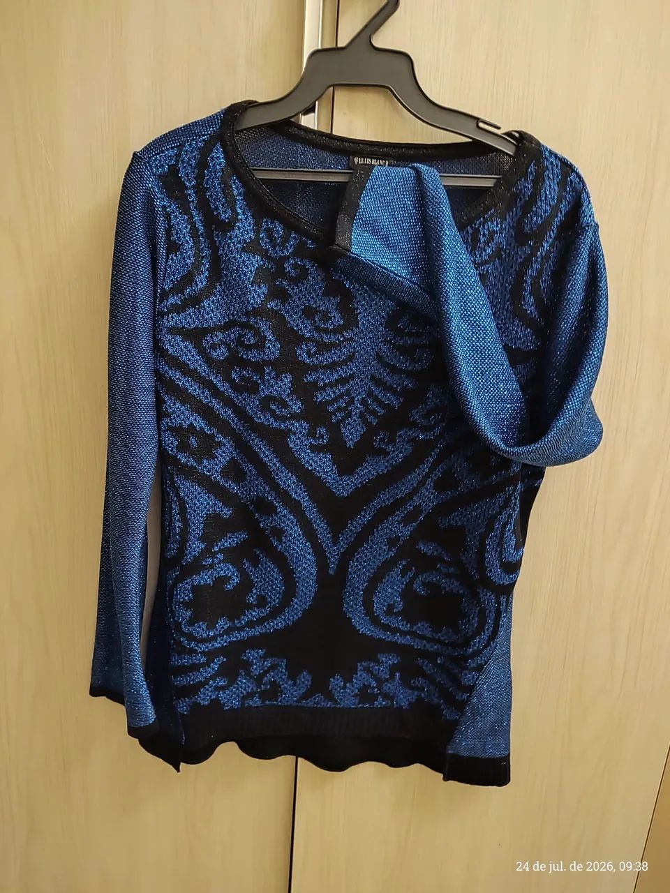 Blusa Le Lis Blanc azul e preto  - Foto 3