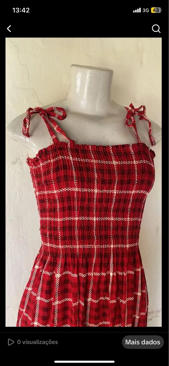Vestido xadrez vermelho  - Foto 2