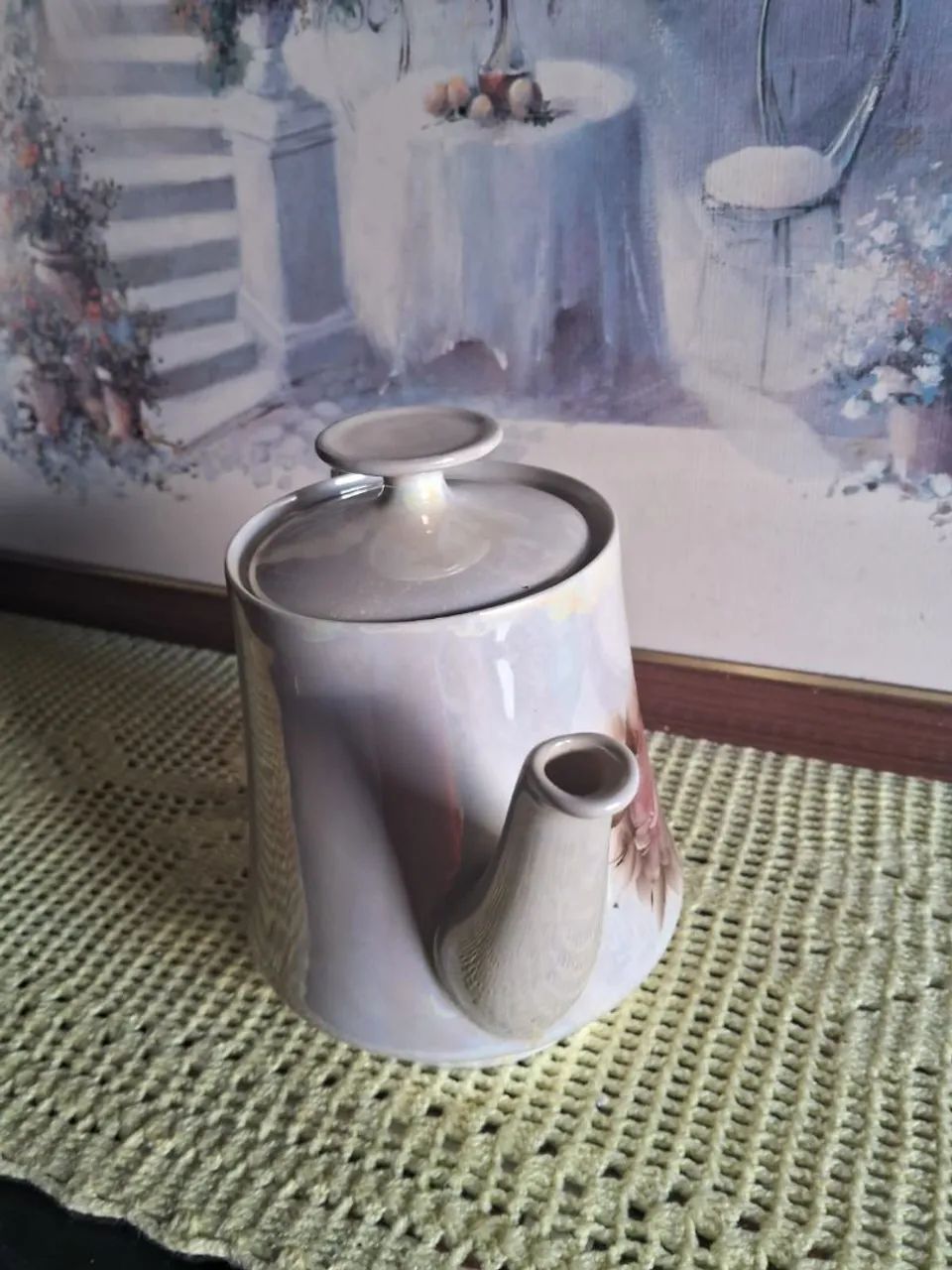 Antigo Belíssimo Bule Pintado A Mão Porcelana Schmidt  - Foto 4