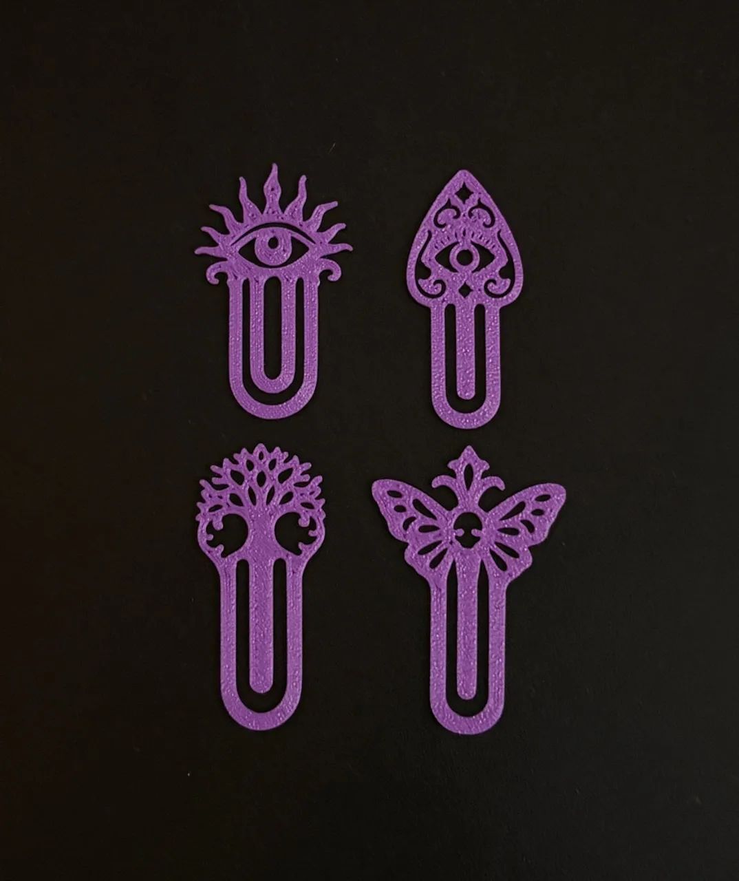 Kit Roxo com 8 Clipes de Papel Tema Gótico Clips