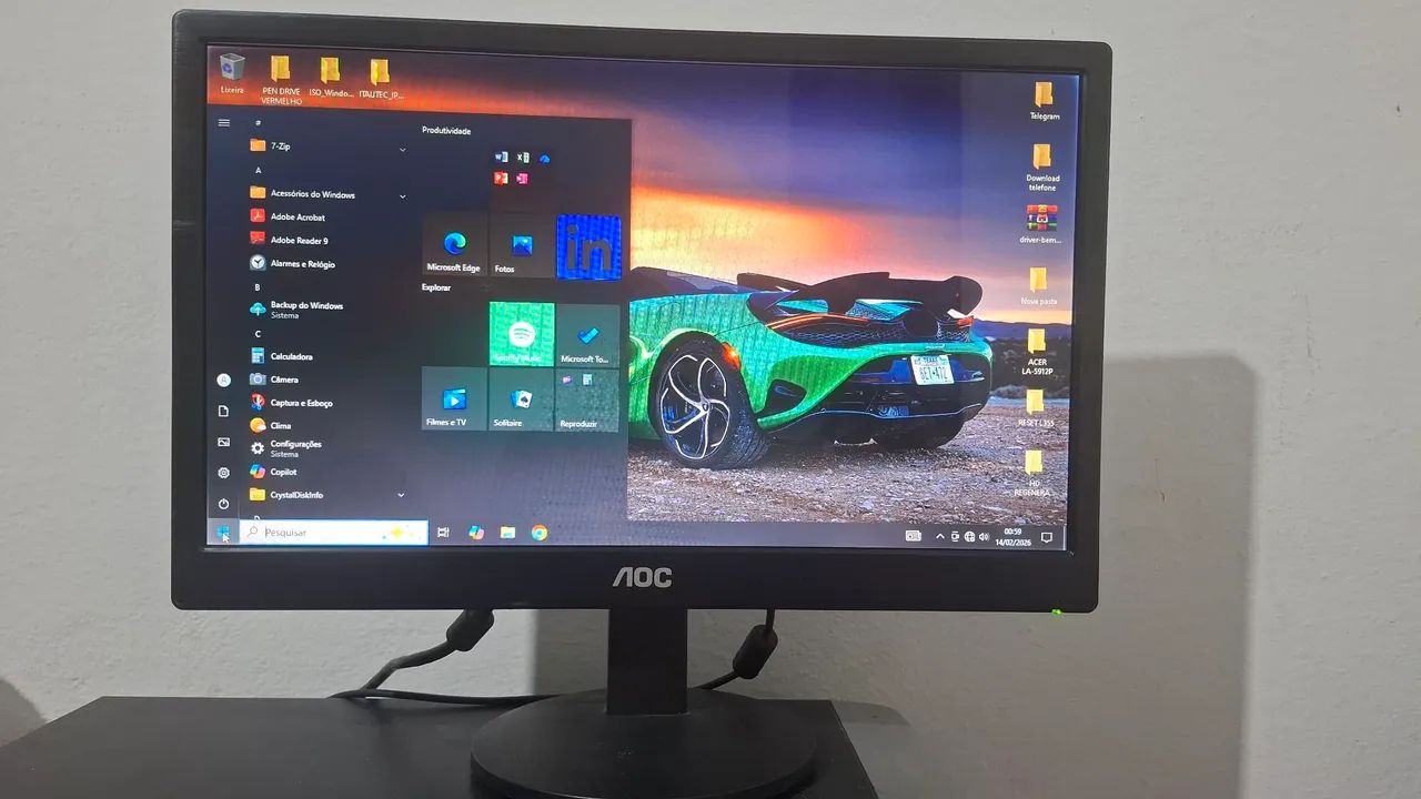 Monitor AOC de led 16 polegadas, entrada VGA e alimentação via USB. - Foto 2