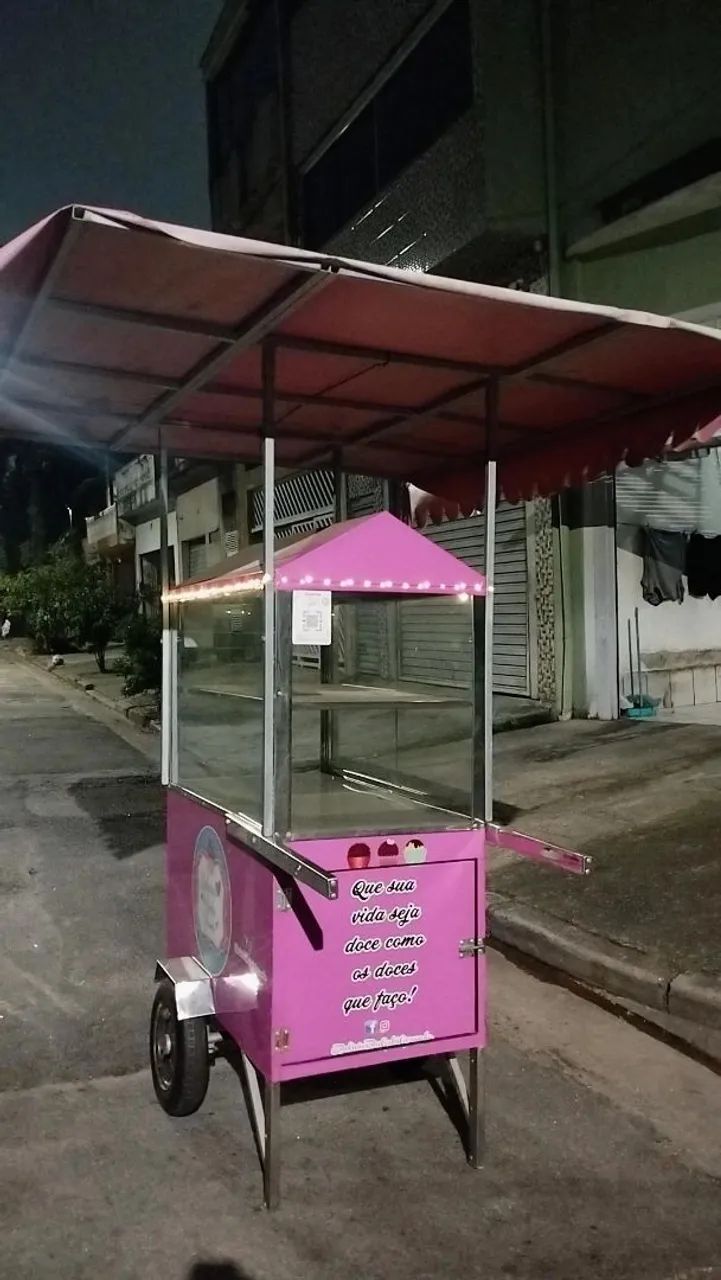 Carrinho rosa de doces, tortas, bolos, docinhos, empadas - Foto 2