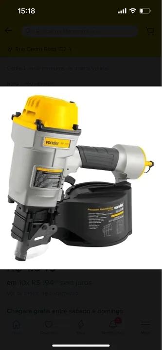 Pregador pneumatico capacidade de 45 a 70mm - Pp700 Vonder