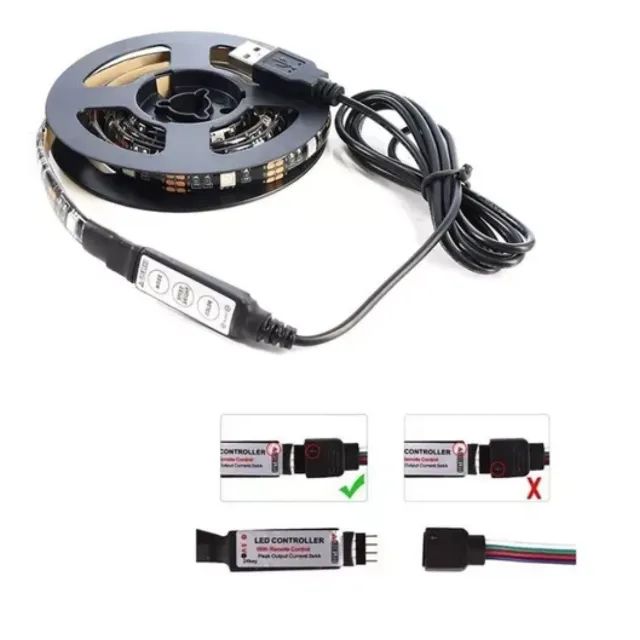Fita Led 5050 RGB 2m 5v Usb Controle Remoto Decoração Para Sua Casa _ CS574 - Foto 6