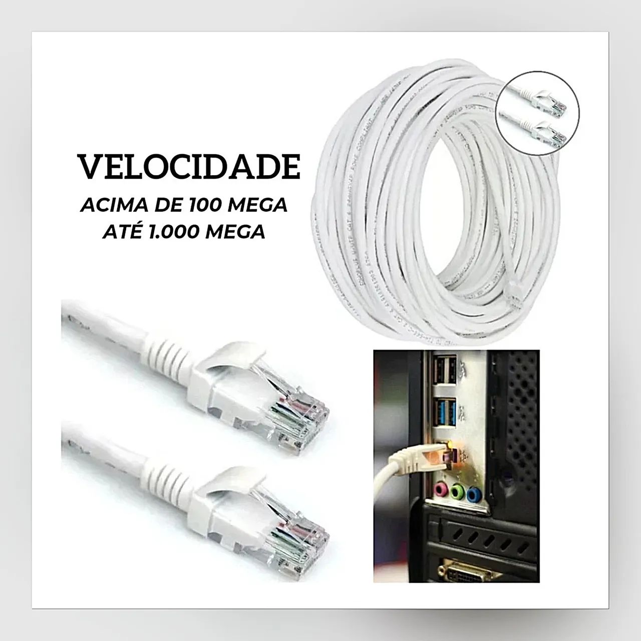 Cabo c/conector Cat6 CFTV (Honestidade e Qualidade Distribuidora JK Eletrônicos) - Foto 4