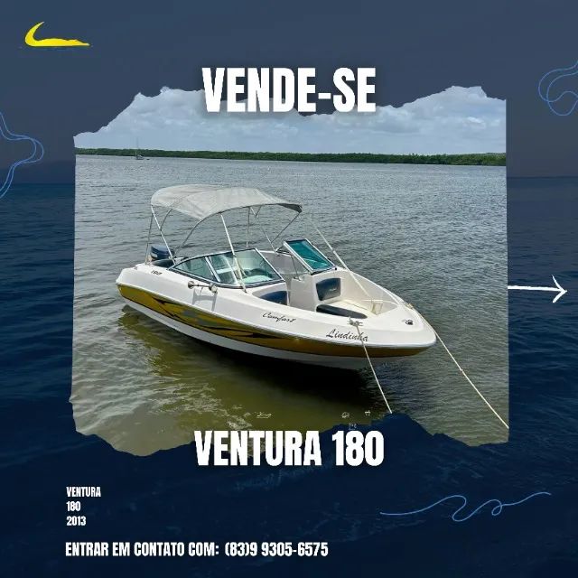 Lancha ventura 180 - motor 60hp 2t